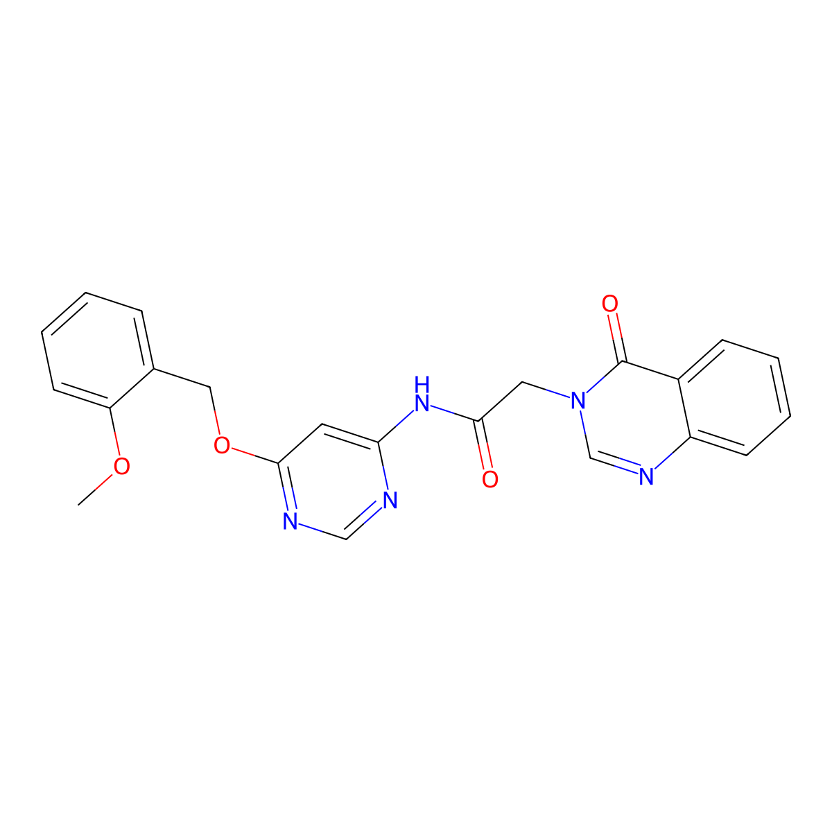 N-(6-((2-methoxybenzyl)oxy)pyrimidin-4-yl)-2-(4-oxoquinazolin-3(4H)-yl)acetamide molecular structure, CAS 1396768-43-6