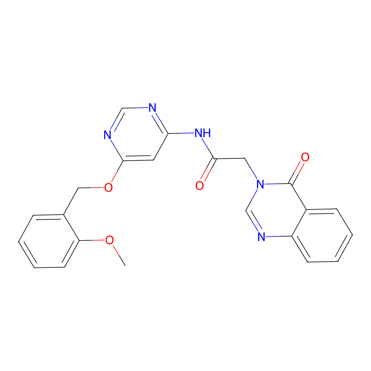 N-(6-((2-methoxybenzyl)oxy)pyrimidin-4-yl)-2-(4-oxoquinazolin-3(4H)-yl)acetamide molecular structure, CAS 1396768-43-6