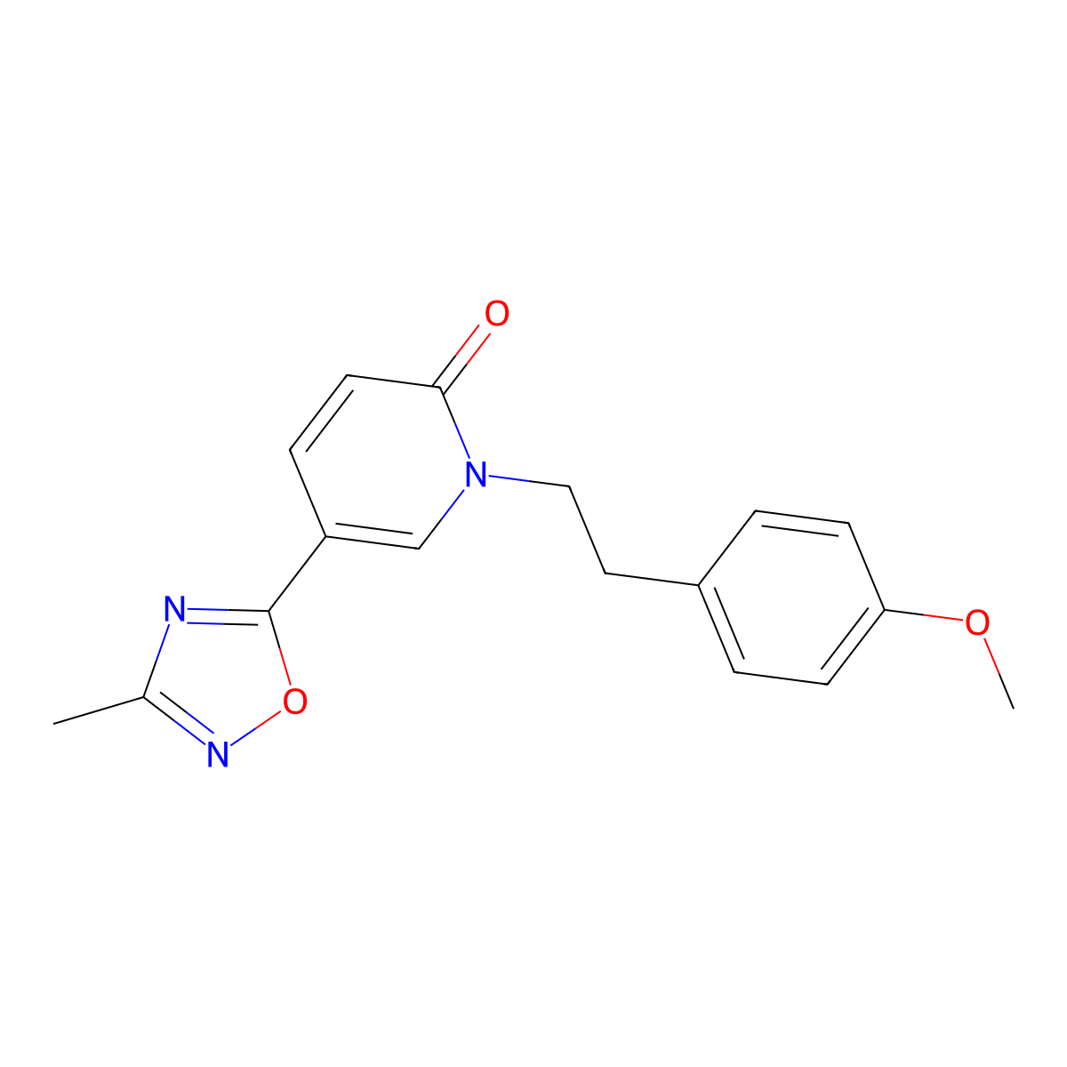 1-[2-(4-methoxyphenyl)ethyl]-5-(3-methyl-1,2,4-oxadiazol-5-yl)pyridin-2(1H)-one molecular structure, CAS 1396768-46-9