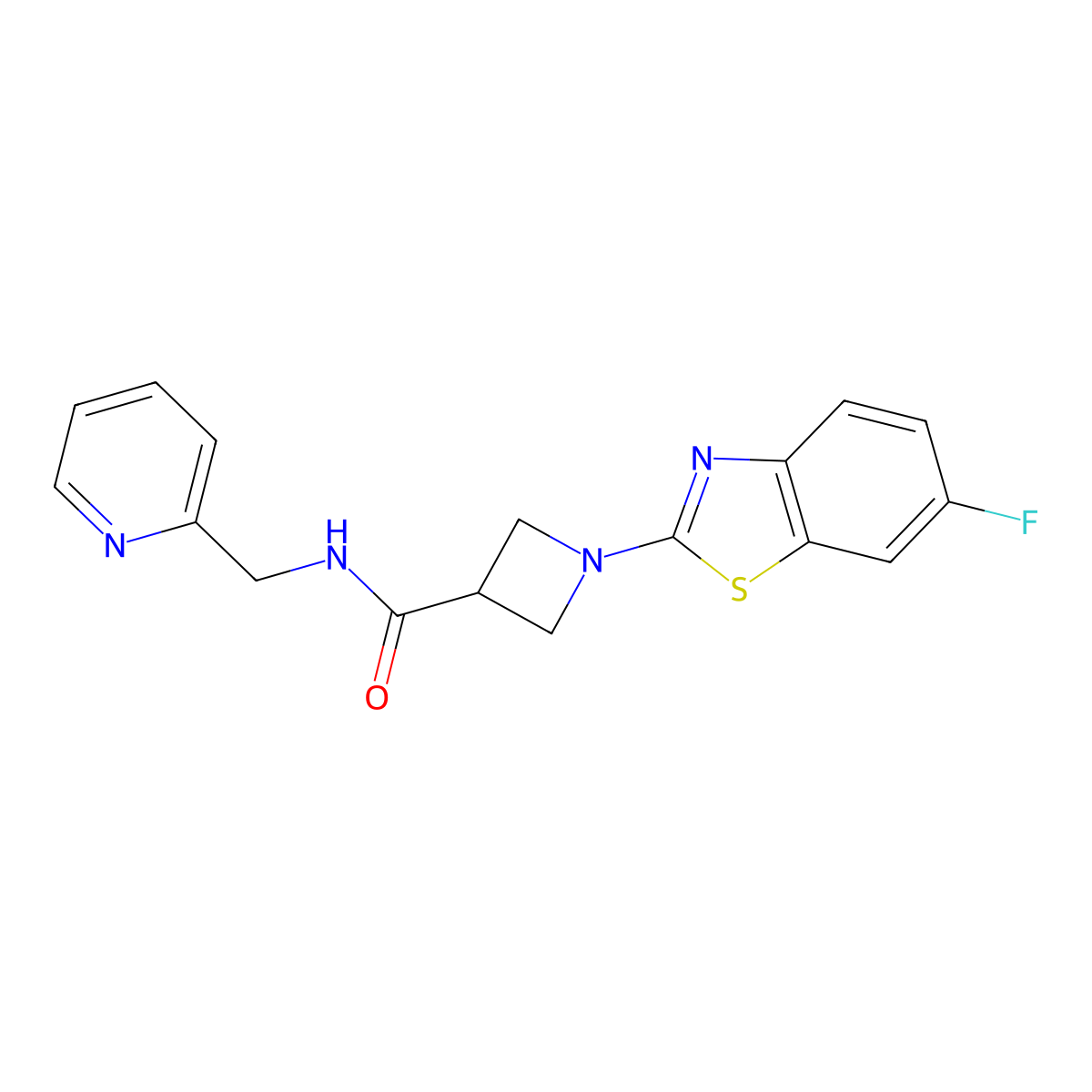 1-(6-fluorobenzo[d]thiazol-2-yl)-N-(pyridin-2-ylmethyl)azetidine-3-carboxamide molecular structure, CAS 1396768-48-1