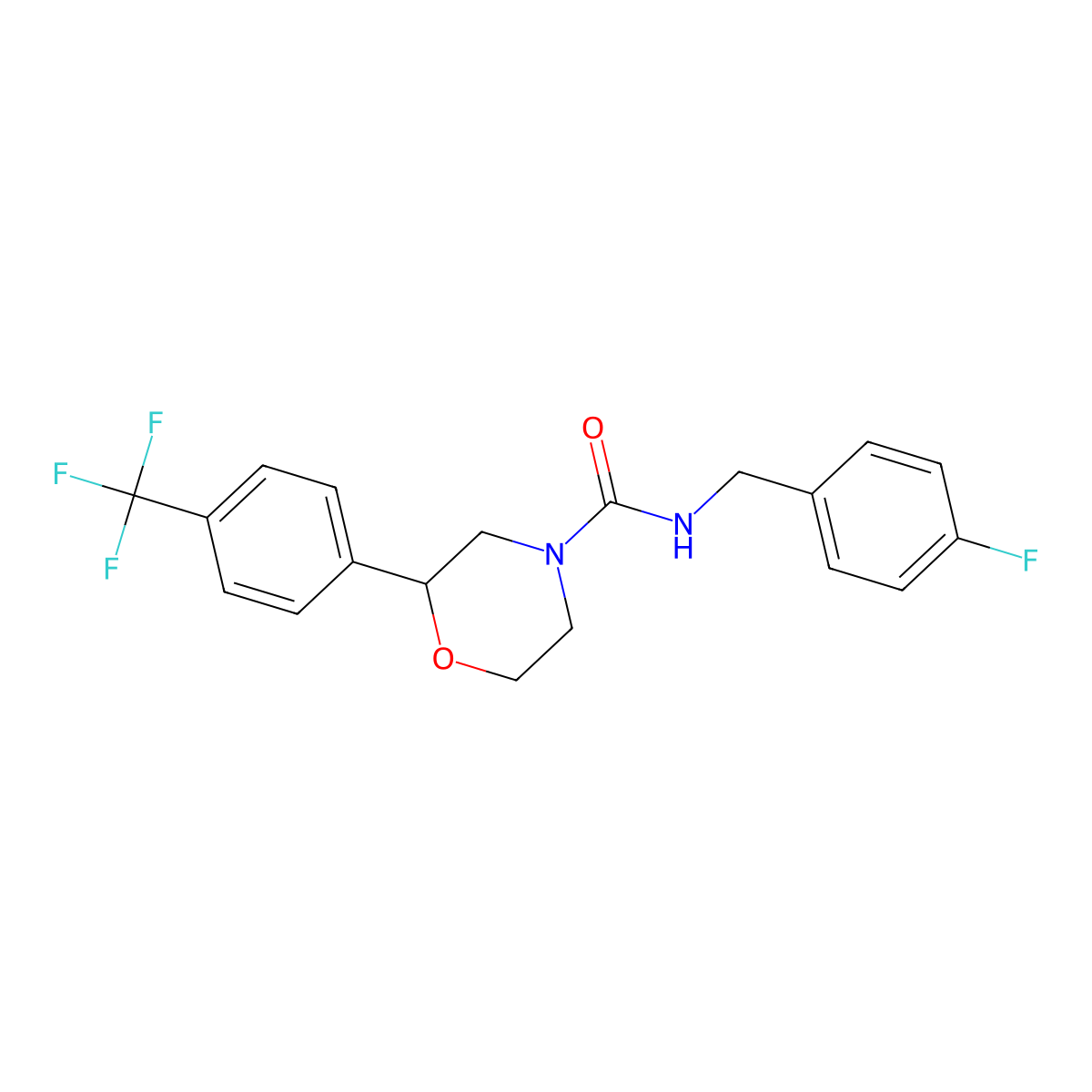 N-(4-fluorobenzyl)-2-(4-(trifluoromethyl)phenyl)morpholine-4-carboxamide molecular structure, CAS 1396768-49-2