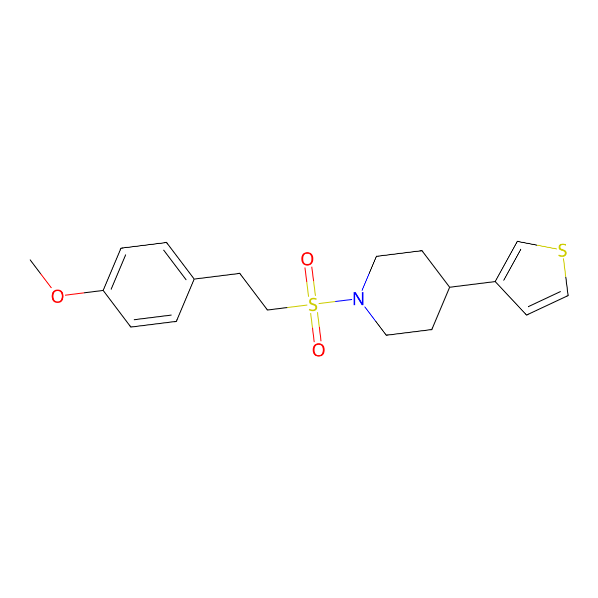 1-((4-Methoxyphenethyl)sulfonyl)-4-(thiophen-3-yl)piperidine molecular structure, CAS 1396768-50-5