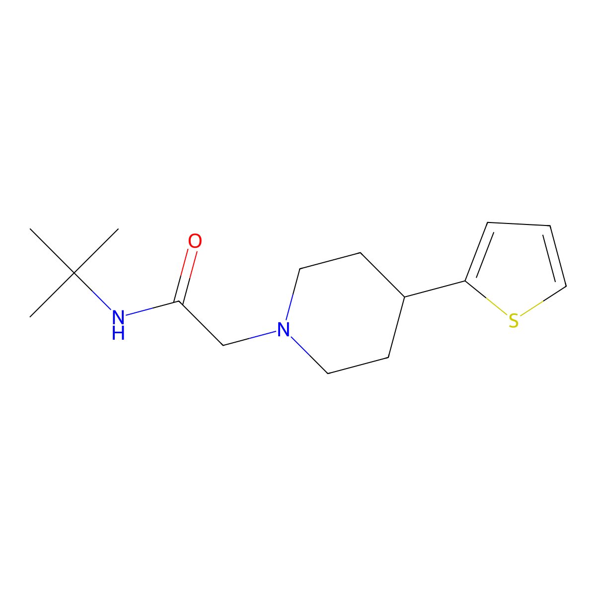N-(tert-butyl)-2-(4-(thiophen-2-yl)piperidin-1-yl)acetamide molecular structure, CAS 1396768-52-7