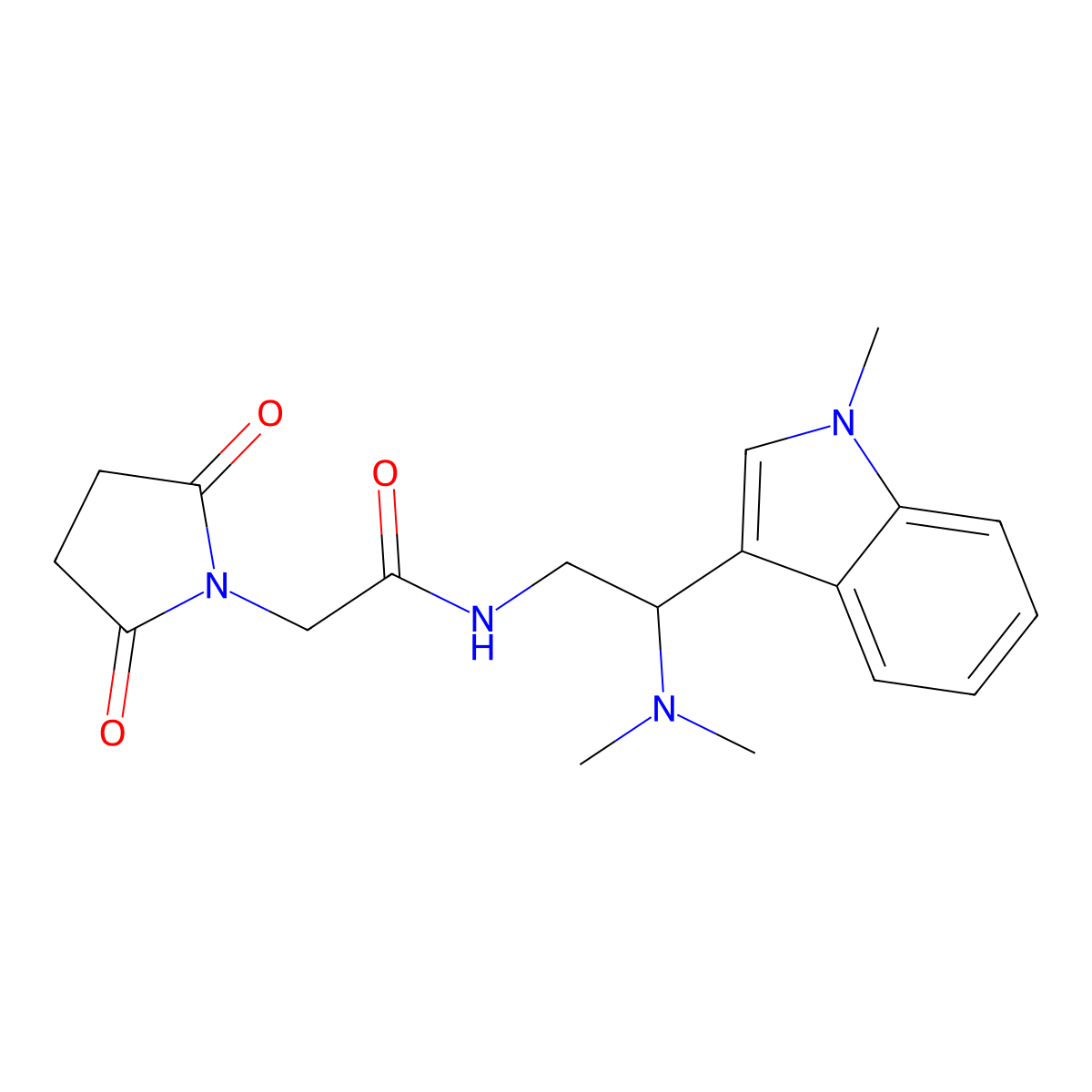 N-[2-(dimethylamino)-2-(1-methyl-1H-indol-3-yl)ethyl]-2-(2,5-dioxopyrrolidin-1-yl)acetamide molecular structure, CAS 1396768-58-3