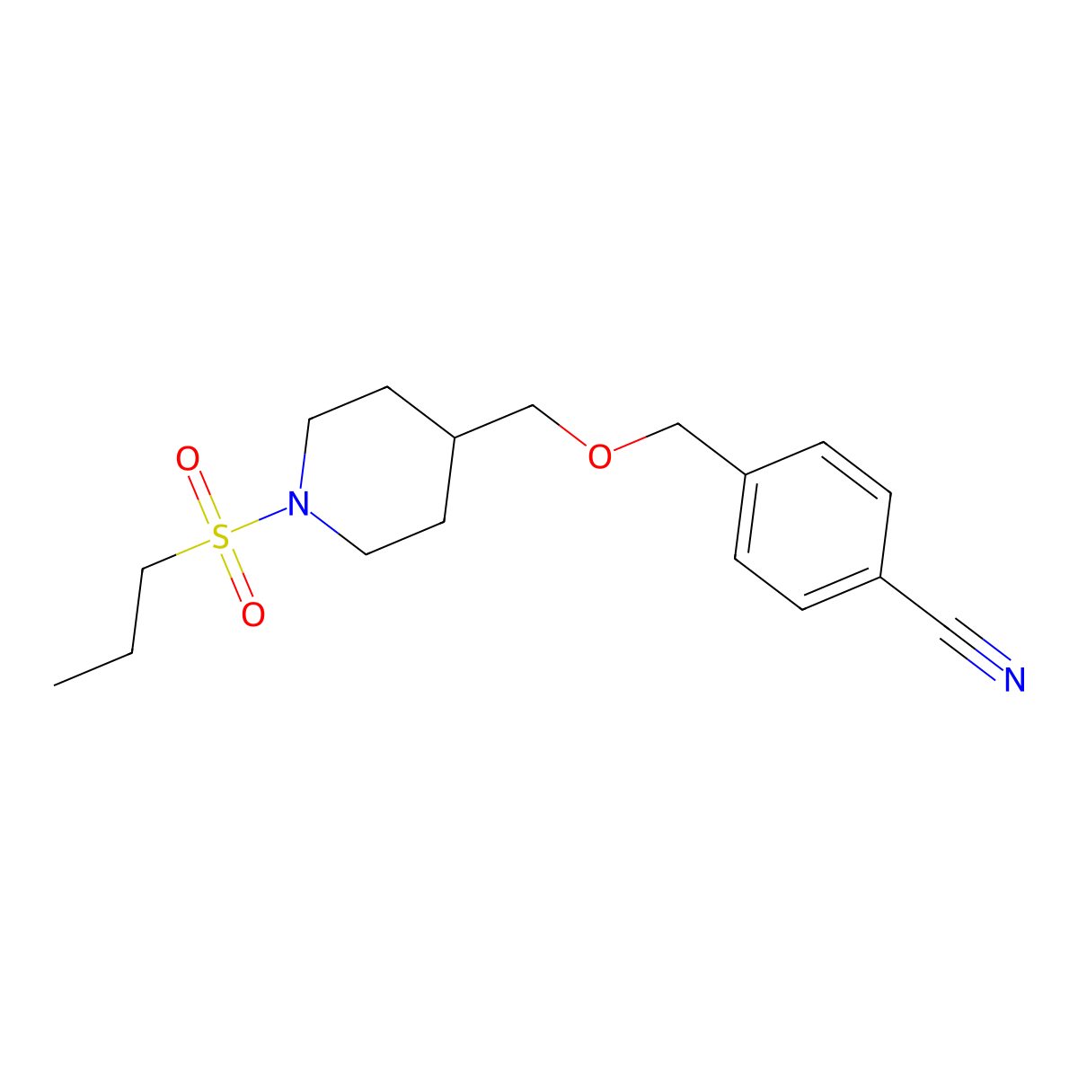 4-(((1-(Propylsulfonyl)piperidin-4-yl)methoxy)methyl)benzonitrile molecular structure, CAS 1396768-62-9