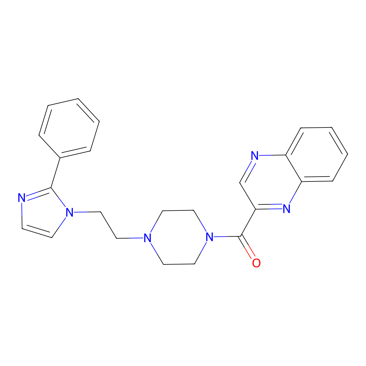 (4-(2-(2-phenyl-1H-imidazol-1-yl)ethyl)piperazin-1-yl)(quinoxalin-2-yl)methanone molecular structure, CAS 1396768-64-1