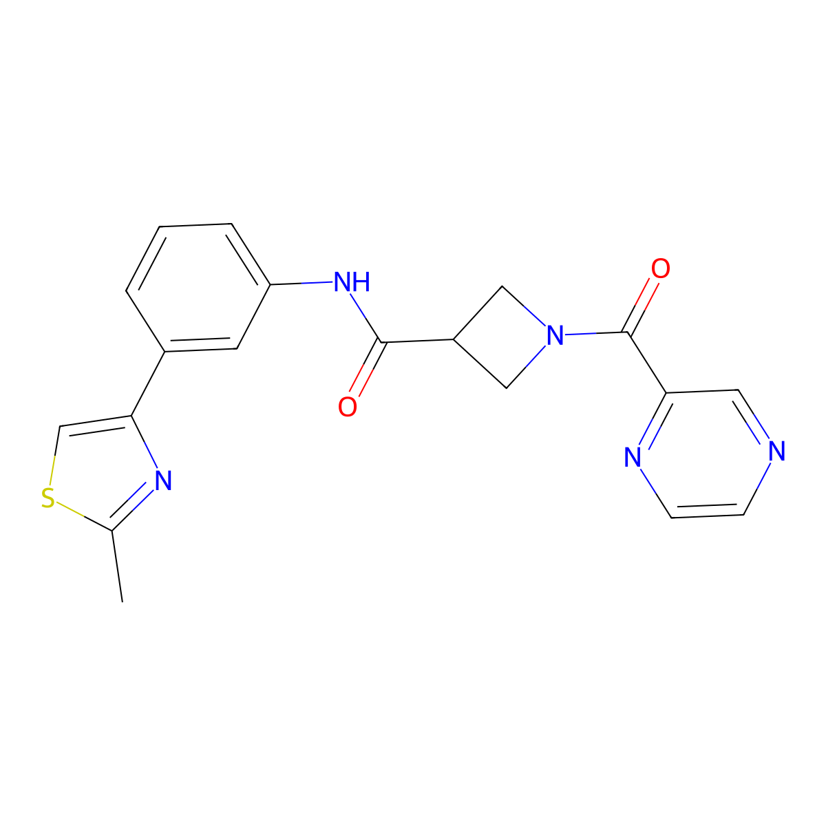 N-(3-(2-methylthiazol-4-yl)phenyl)-1-(pyrazine-2-carbonyl)azetidine-3-carboxamide molecular structure, CAS 1396768-68-5