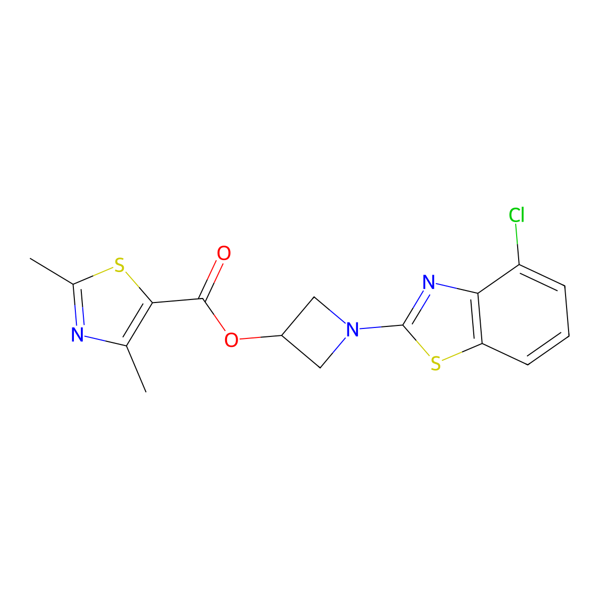 1-(4-Chlorobenzo[d]thiazol-2-yl)azetidin-3-yl 2,4-dimethylthiazole-5-carboxylate molecular structure, CAS 1396768-69-6