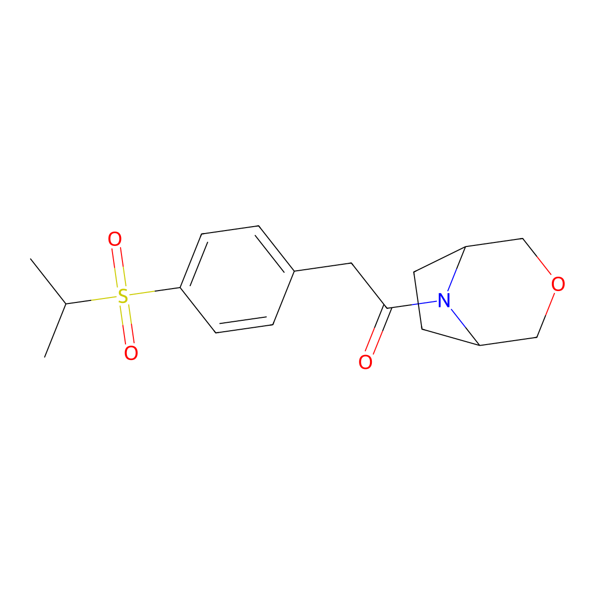 1-((1R,5S)-3-oxa-8-azabicyclo[3.2.1]octan-8-yl)-2-(4-(isopropylsulfonyl)phenyl)ethanone molecular structure, CAS 1396768-70-9