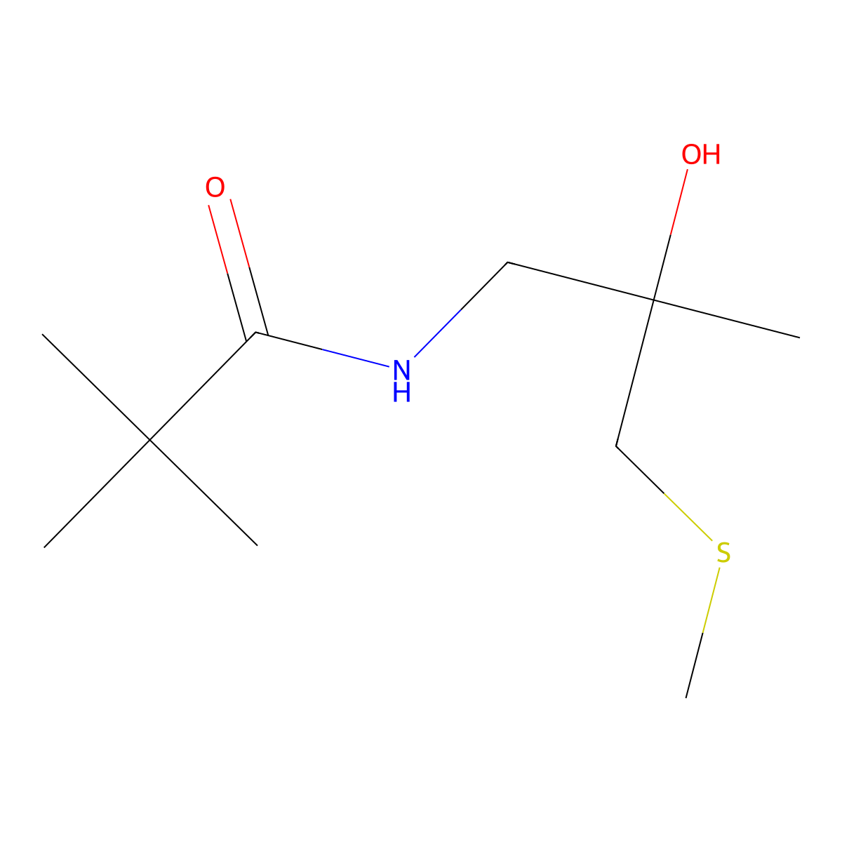 N-(2-hydroxy-2-methyl-3-(methylthio)propyl)pivalamide molecular structure, CAS 1396768-72-1