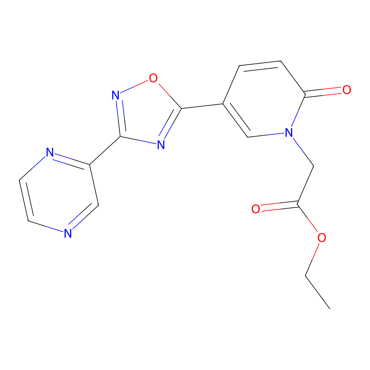 ethyl [2-oxo-5-(3-pyrazin-2-yl-1,2,4-oxadiazol-5-yl)pyridin-1(2H)-yl]acetate molecular structure, CAS 1396768-74-3