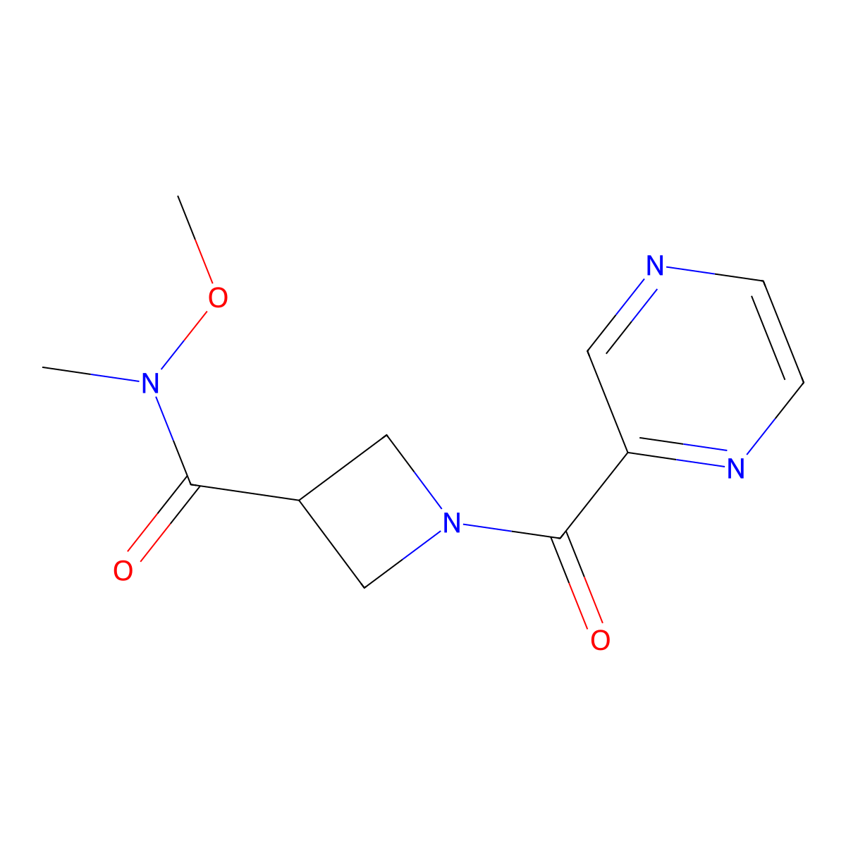 N-methoxy-N-methyl-1-(pyrazine-2-carbonyl)azetidine-3-carboxamide molecular structure, CAS 1396768-77-6