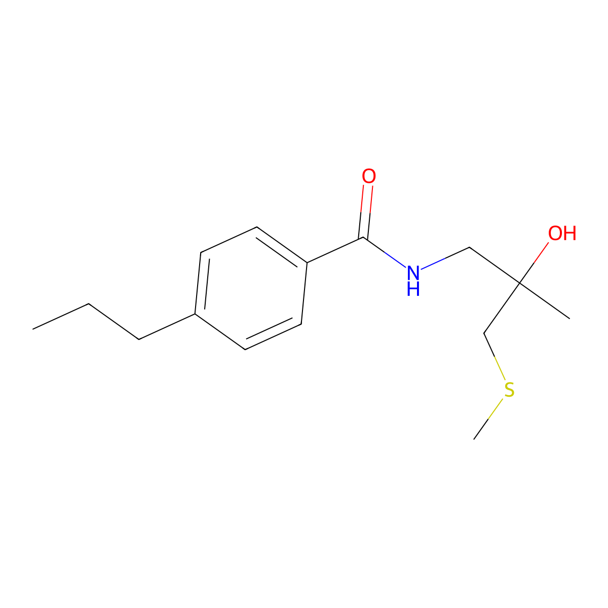 N-[2-hydroxy-2-methyl-3-(methylsulfanyl)propyl]-4-propylbenzamide molecular structure, CAS 1396768-78-7