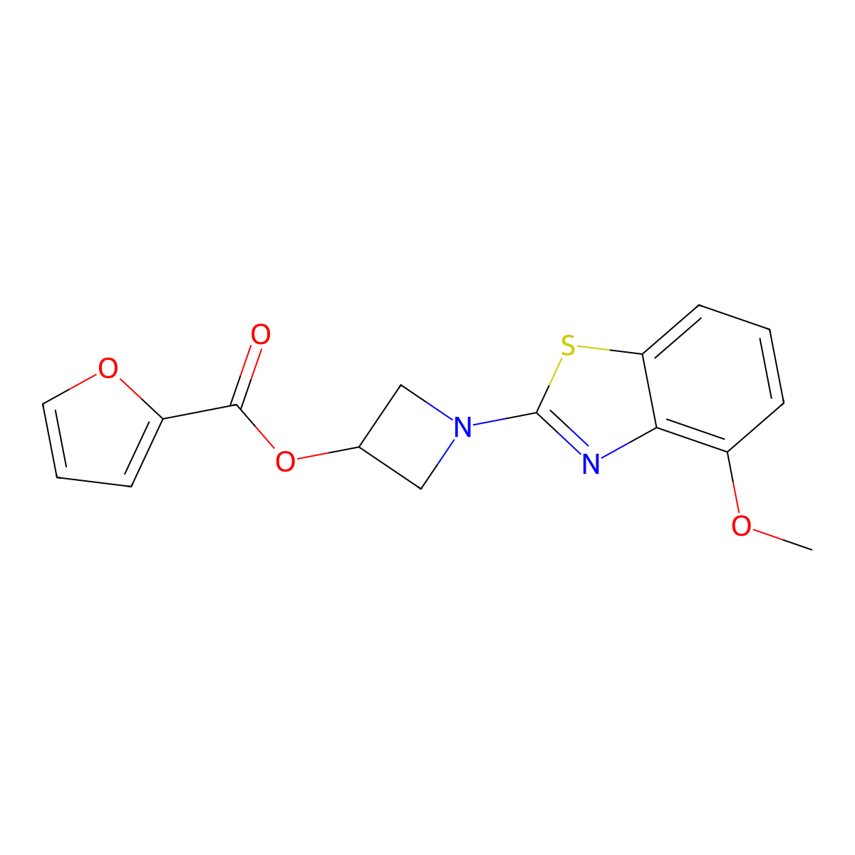 1-(4-Methoxybenzo[d]thiazol-2-yl)azetidin-3-yl furan-2-carboxylate molecular structure, CAS 1396768-81-2