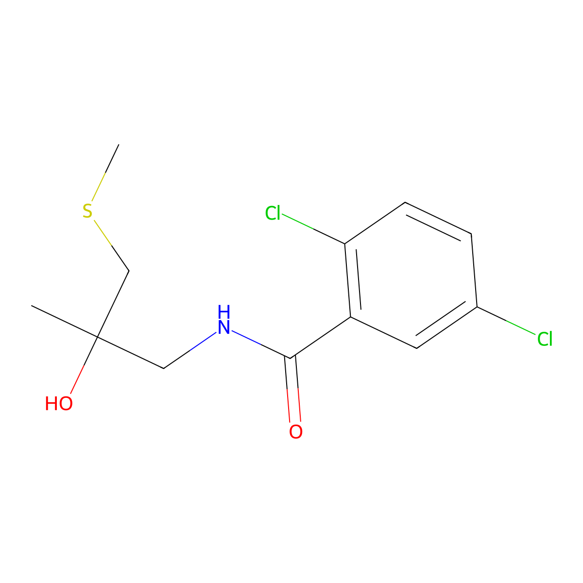 2,5-dichloro-N-(2-hydroxy-2-methyl-3-(methylthio)propyl)benzamide molecular structure, CAS 1396768-82-3