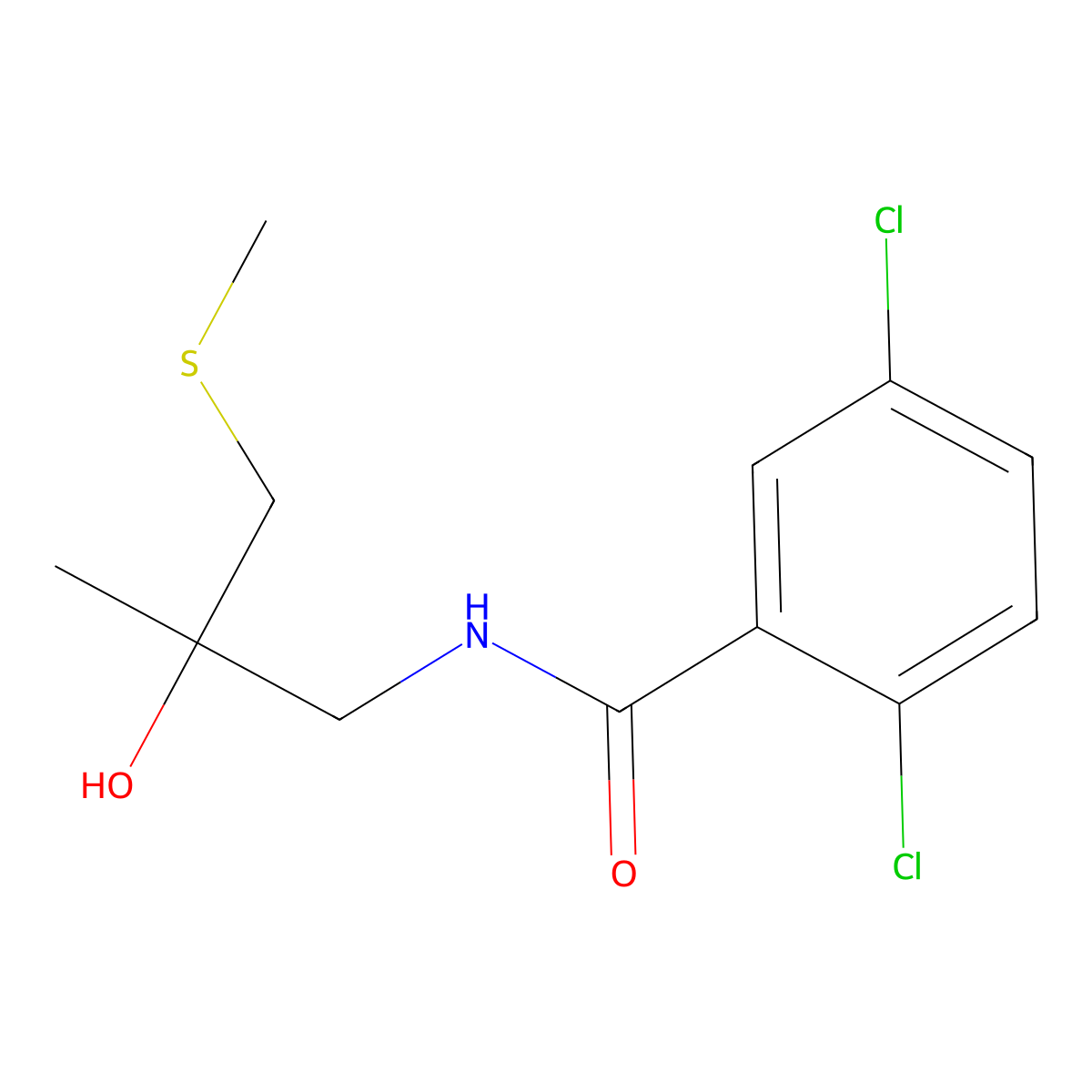 2,5-dichloro-N-(2-hydroxy-2-methyl-3-(methylthio)propyl)benzamide molecular structure, CAS 1396768-82-3