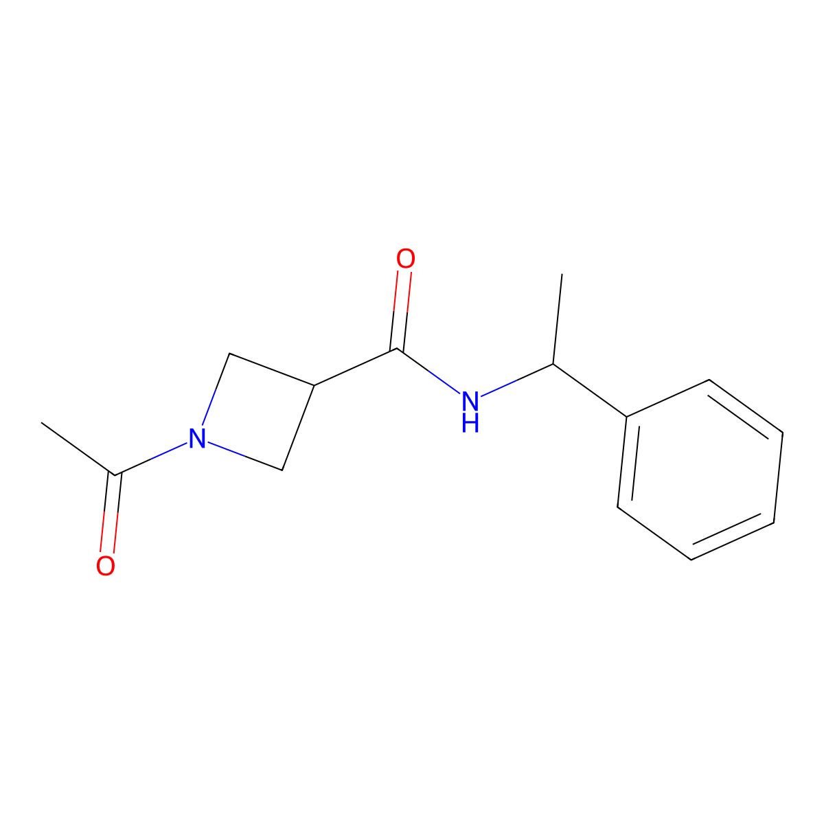 1-acetyl-N-(1-phenylethyl)azetidine-3-carboxamide molecular structure, CAS 1396768-83-4