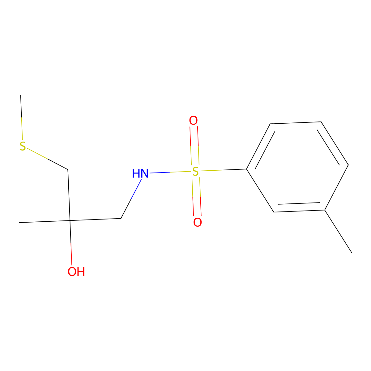 N-(2-hydroxy-2-methyl-3-(methylthio)propyl)-3-methylbenzenesulfonamide molecular structure, CAS 1396768-87-8