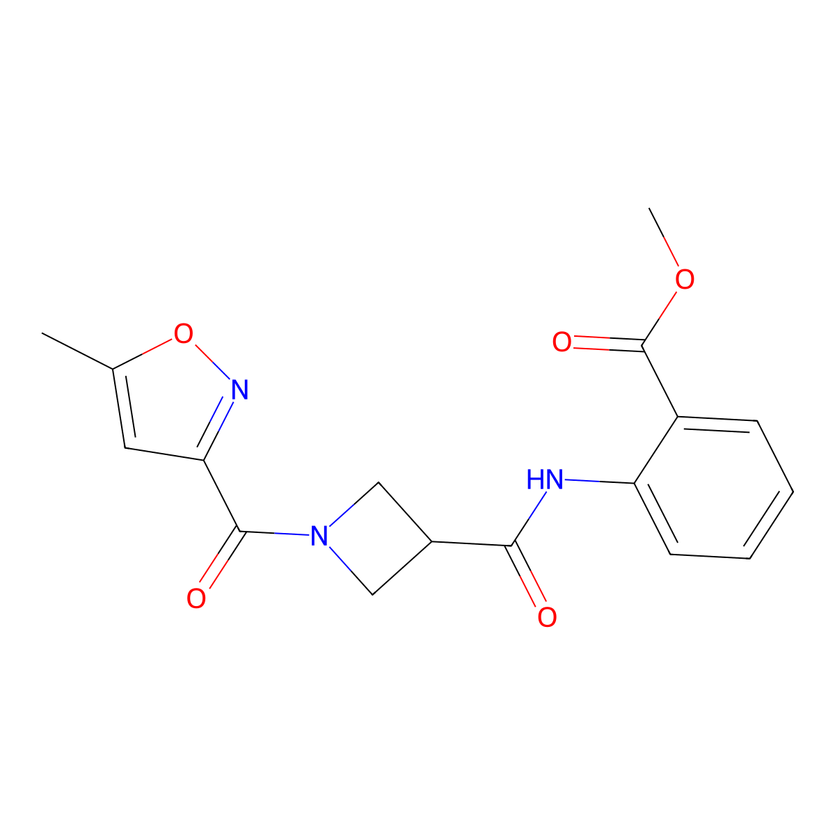Methyl 2-(1-(5-methylisoxazole-3-carbonyl)azetidine-3-carboxamido)benzoate molecular structure, CAS 1396768-90-3