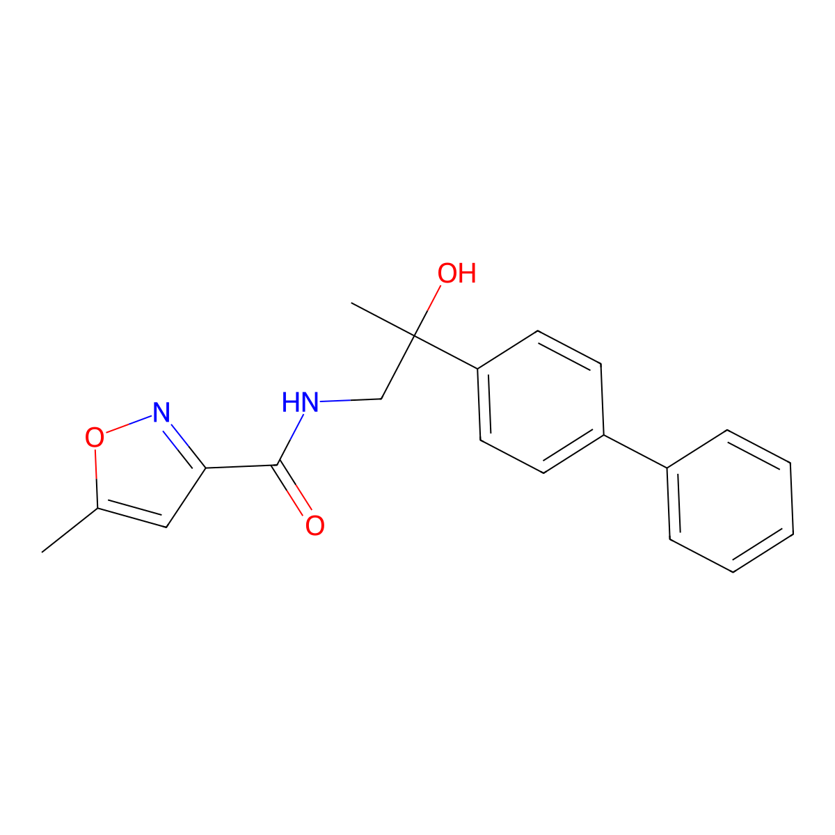 N-(2-([1,1'-biphenyl]-4-yl)-2-hydroxypropyl)-5-methylisoxazole-3-carboxamide molecular structure, CAS 1396768-94-7