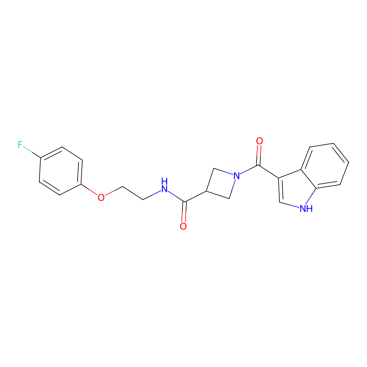 N-[2-(4-fluorophenoxy)ethyl]-1-(1H-indole-3-carbonyl)azetidine-3-carboxamide molecular structure, CAS 1396768-95-8