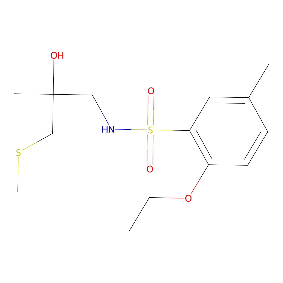 2-ethoxy-N-(2-hydroxy-2-methyl-3-(methylthio)propyl)-5-methylbenzenesulfonamide molecular structure, CAS 1396768-98-1