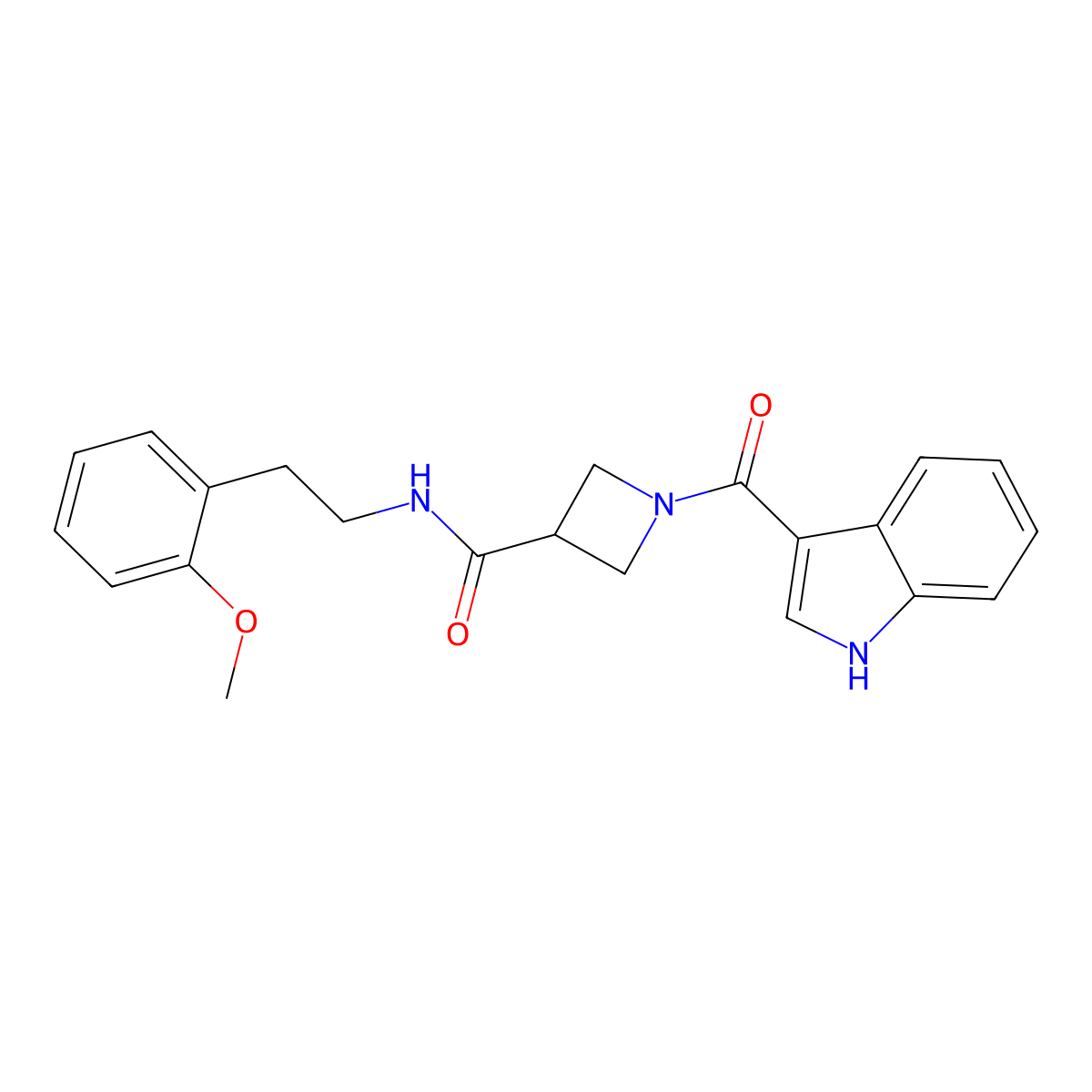 1-(1H-indole-3-carbonyl)-N-(2-methoxyphenethyl)azetidine-3-carboxamide molecular structure, CAS 1396769-32-6