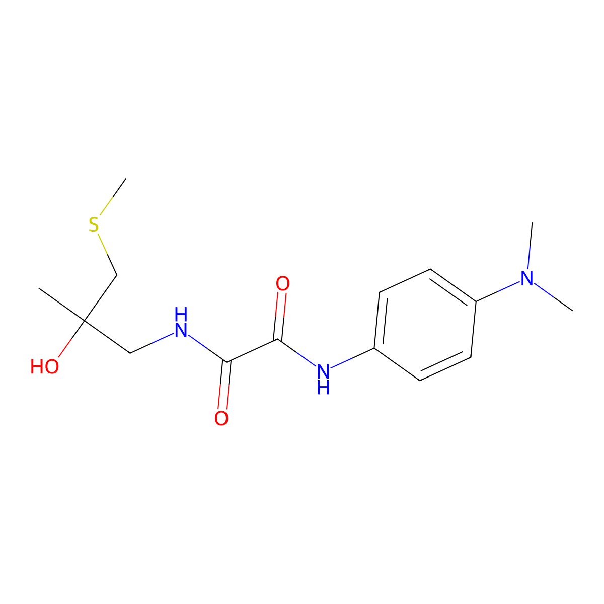 N1-(4-(dimethylamino)phenyl)-N2-(2-hydroxy-2-methyl-3-(methylthio)propyl)oxalamide molecular structure, CAS 1396769-85-9