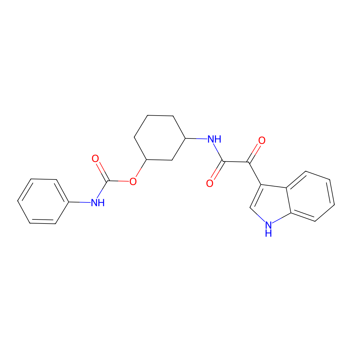 3-(2-(1H-indol-3-yl)-2-oxoacetamido)cyclohexyl phenylcarbamate molecular structure, CAS 1396769-87-1