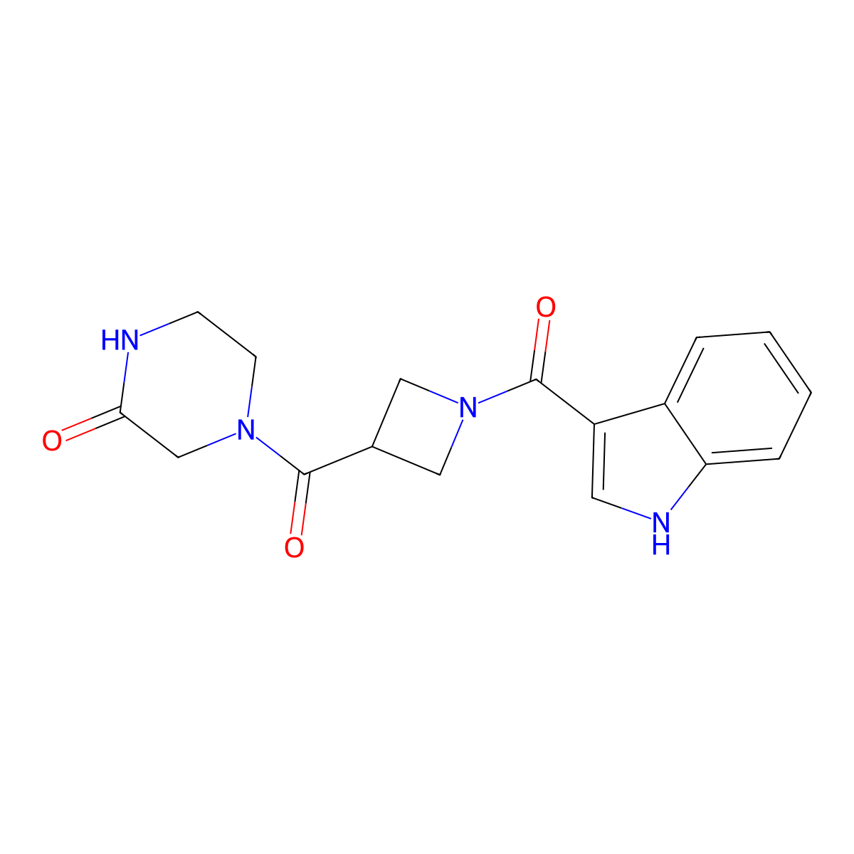 4-[1-(1H-indole-3-carbonyl)azetidine-3-carbonyl]piperazin-2-one molecular structure, CAS 1396770-25-4