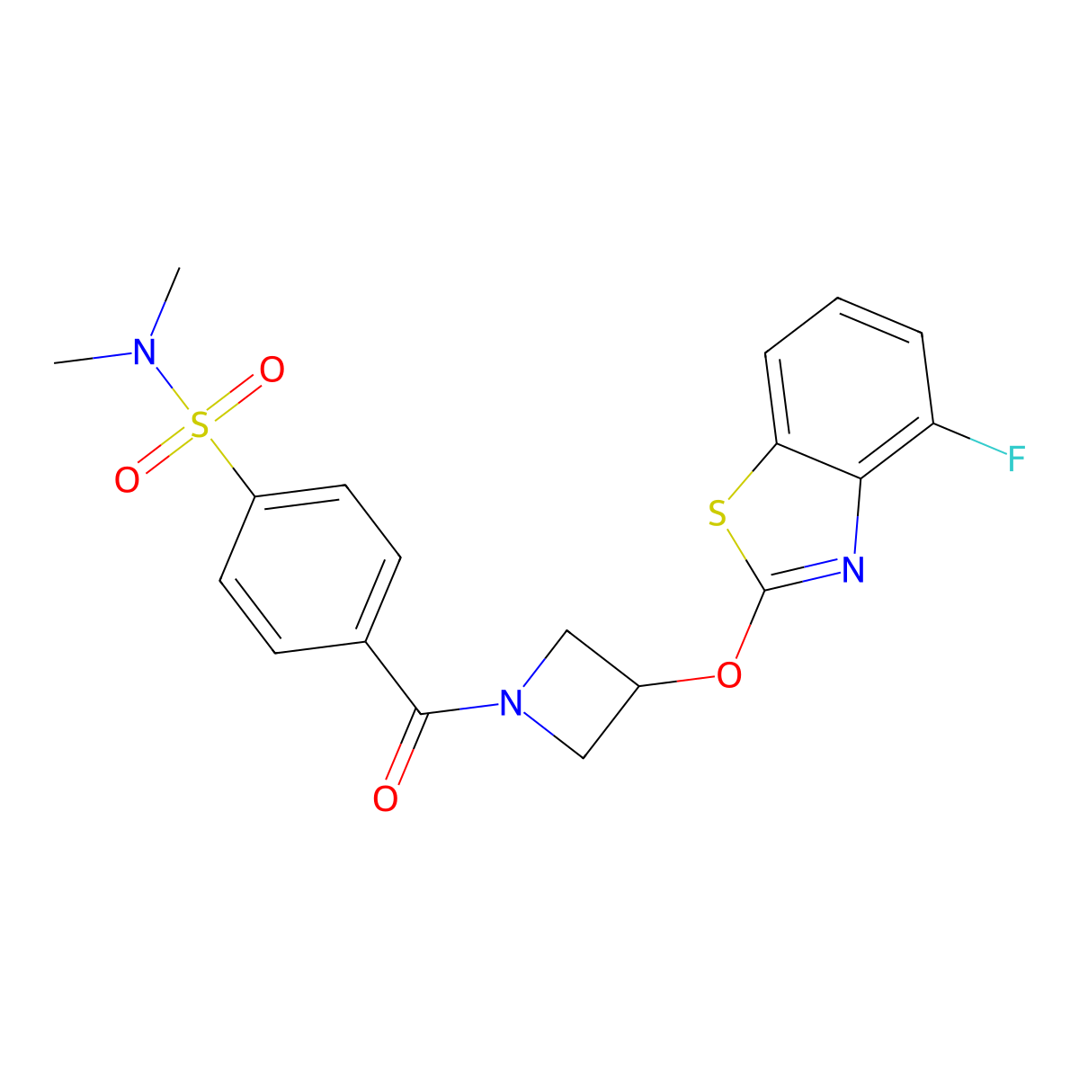 4-(3-((4-fluorobenzo[d]thiazol-2-yl)oxy)azetidine-1-carbonyl)-N,N-dimethylbenzenesulfonamide molecular structure, CAS 1396770-31-2