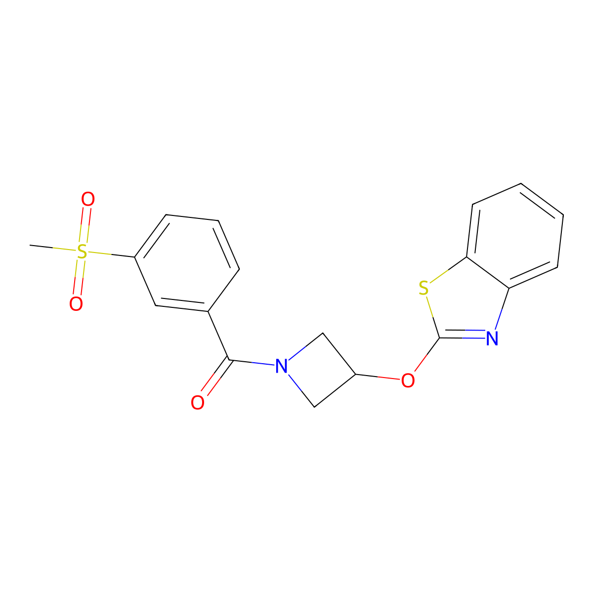 (3-(Benzo[d]thiazol-2-yloxy)azetidin-1-yl)(3-(methylsulfonyl)phenyl)methanone molecular structure, CAS 1396771-06-4