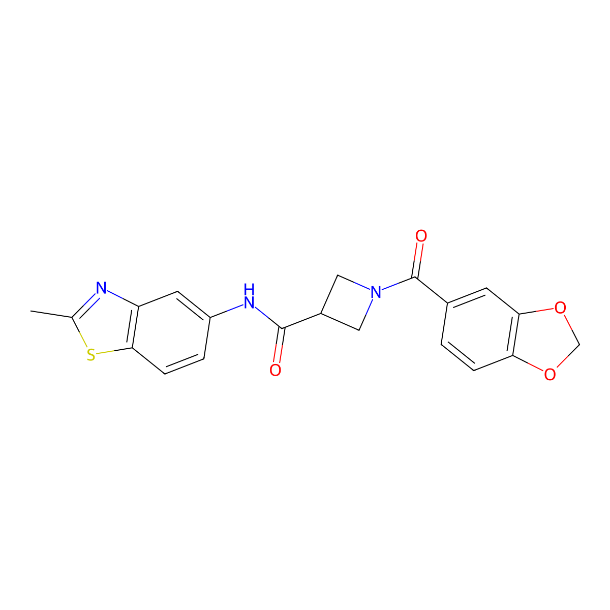 1-(benzo[d][1,3]dioxole-5-carbonyl)-N-(2-methylbenzo[d]thiazol-5-yl)azetidine-3-carboxamide molecular structure, CAS 1396771-62-2