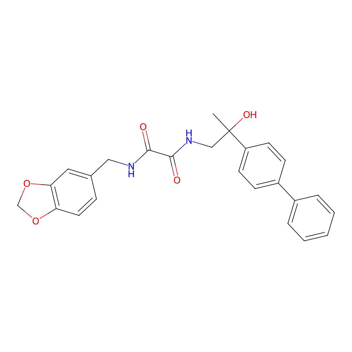 N1-(2-([1,1'-biphenyl]-4-yl)-2-hydroxypropyl)-N2-(benzo[d][1,3]dioxol-5-ylmethyl)oxalamide molecular structure, CAS 1396771-80-4