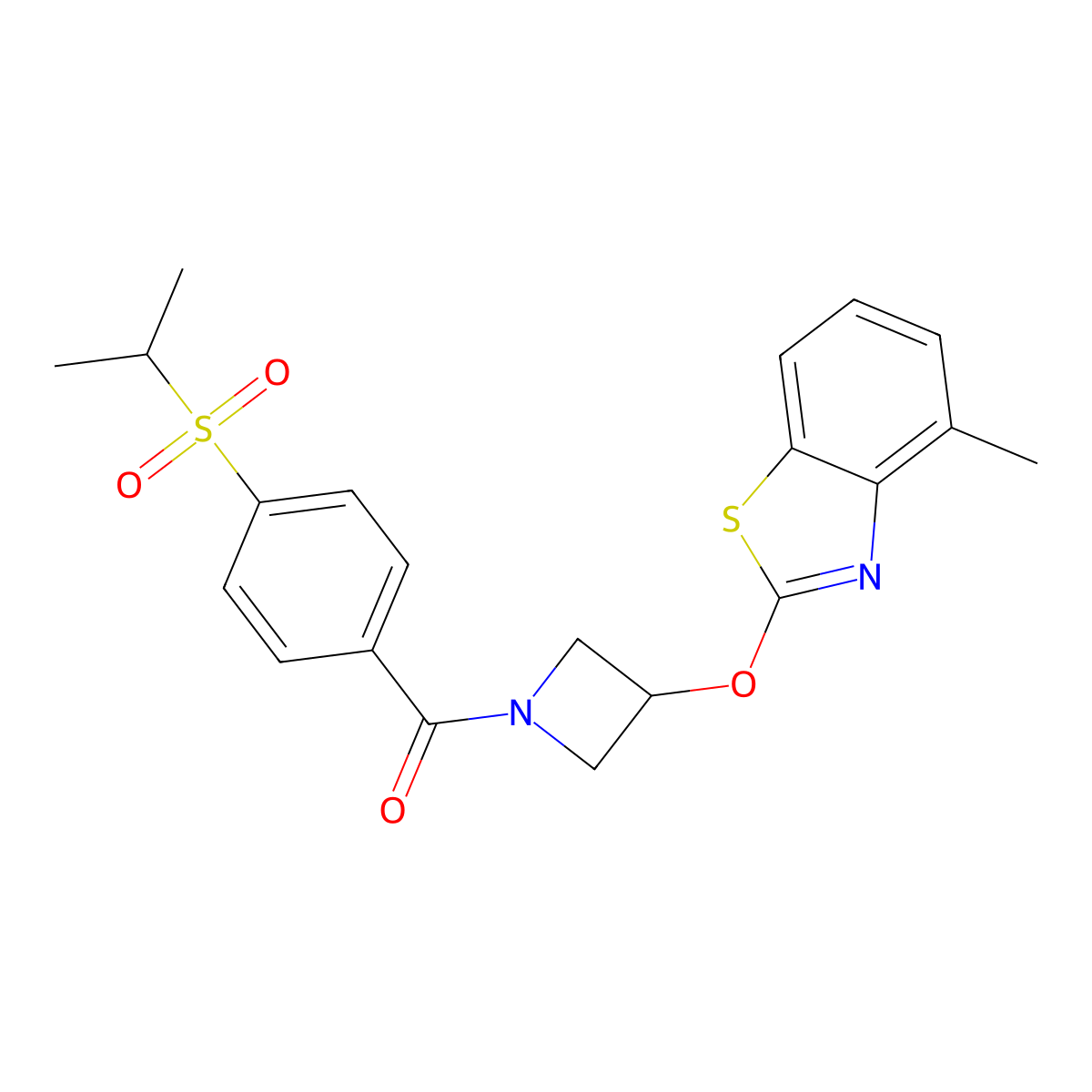 (4-(Isopropylsulfonyl)phenyl)(3-((4-methylbenzo[d]thiazol-2-yl)oxy)azetidin-1-yl)methanone molecular structure, CAS 1396771-98-4