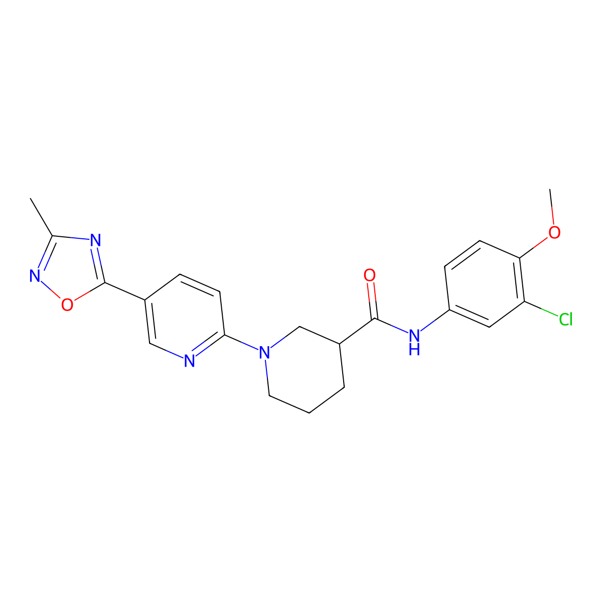 N-(3-chloro-4-methoxyphenyl)-1-[5-(3-methyl-1,2,4-oxadiazol-5-yl)pyridin-2-yl]piperidine-3-carboxamide molecular structure, CAS 1396772-15-8