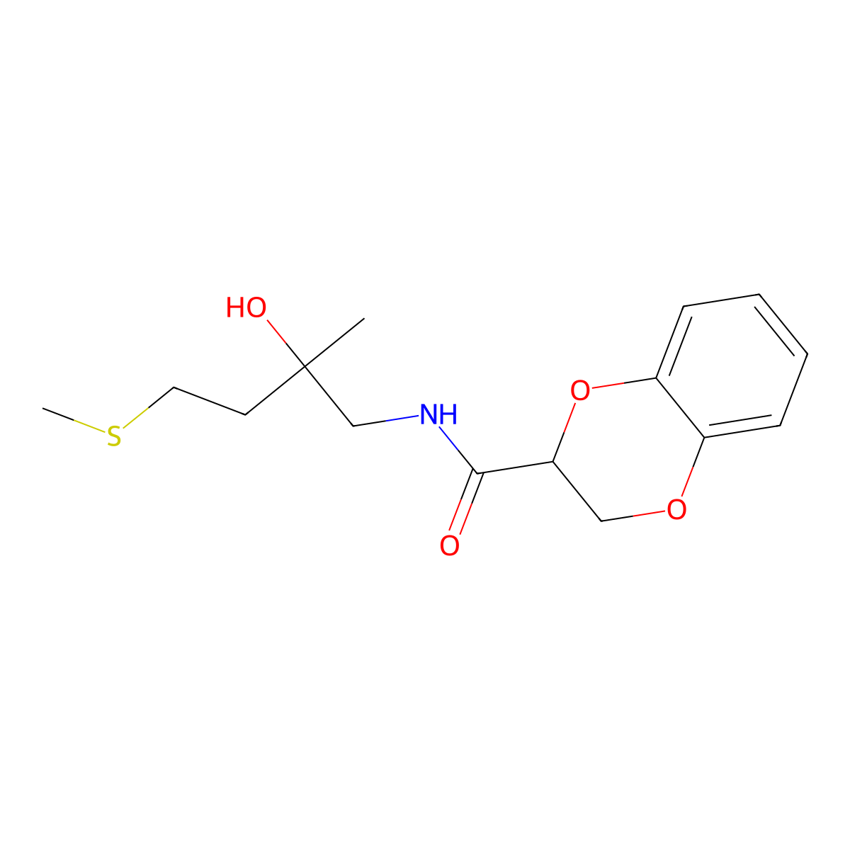 N-(2-hydroxy-2-methyl-4-(methylthio)butyl)-2,3-dihydrobenzo[b][1,4]dioxine-2-carboxamide molecular structure, CAS 1396772-17-0