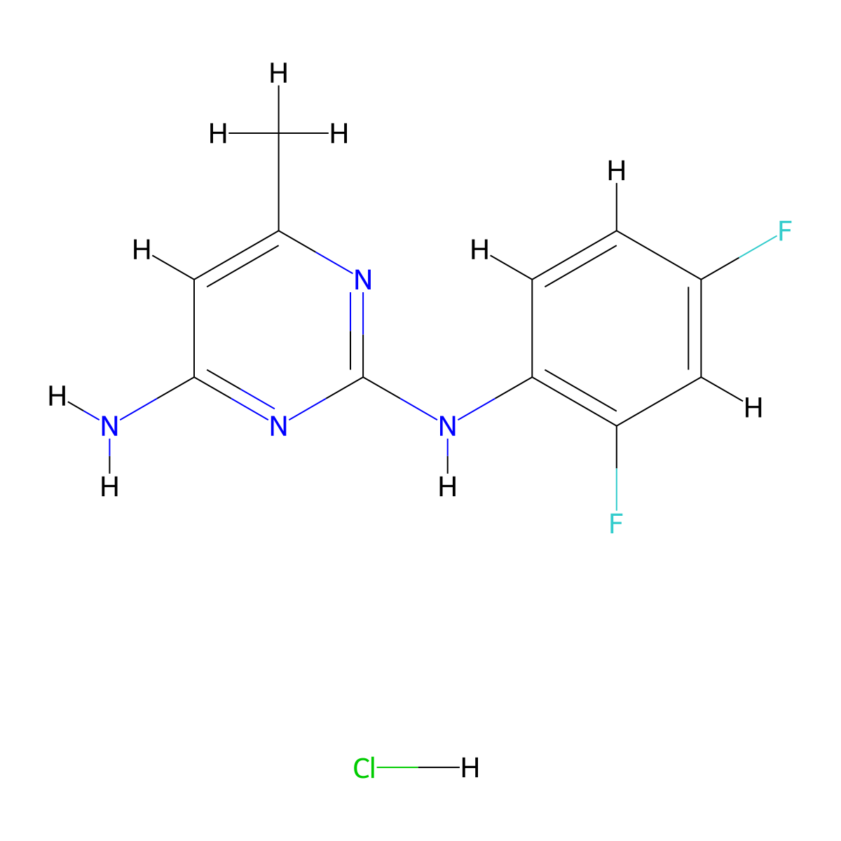 N2-(2,4-difluorophenyl)-6-methylpyrimidine-2,4-diamine hydrochloride molecular structure, CAS 1396772-18-1