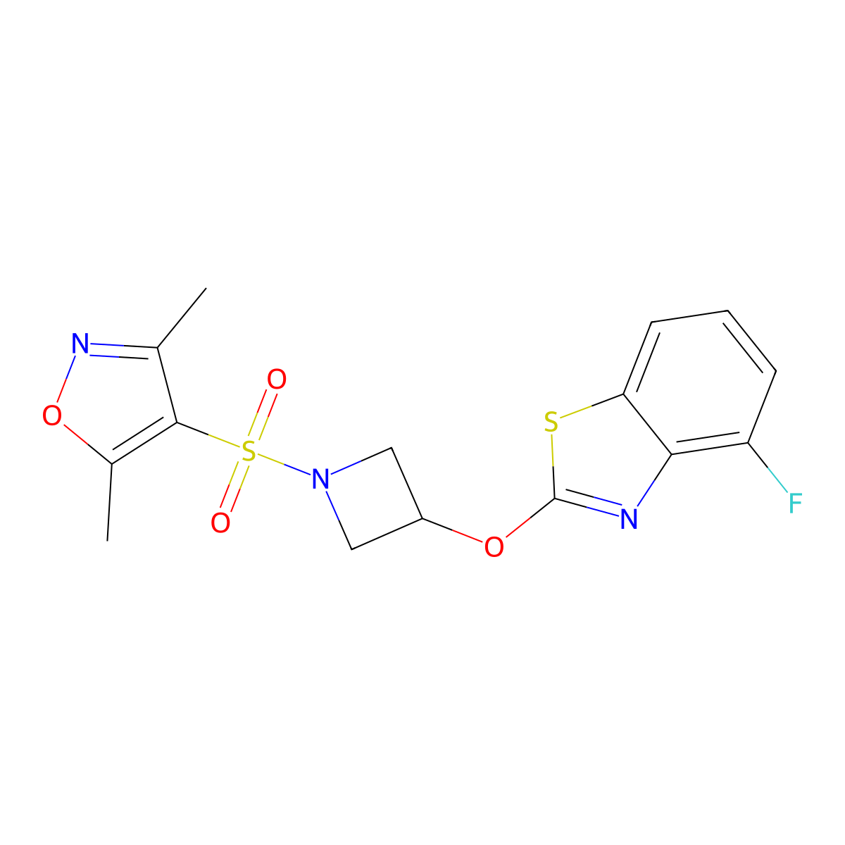 4-((3-((4-Fluorobenzo[d]thiazol-2-yl)oxy)azetidin-1-yl)sulfonyl)-3,5-dimethylisoxazole molecular structure, CAS 1396772-39-6