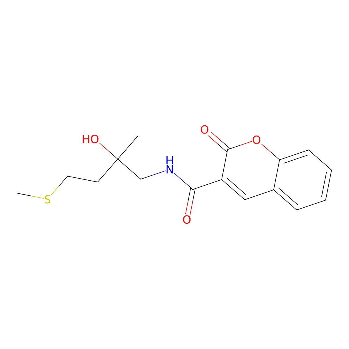 N-(2-hydroxy-2-methyl-4-(methylthio)butyl)-2-oxo-2H-chromene-3-carboxamide molecular structure, CAS 1396772-43-2