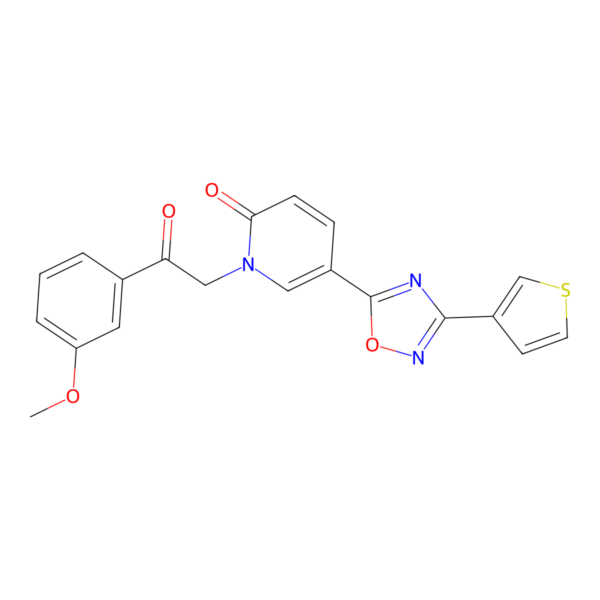 1-(2-(3-methoxyphenyl)-2-oxoethyl)-5-(3-(thiophen-3-yl)-1,2,4-oxadiazol-5-yl)pyridin-2(1H)-one molecular structure, CAS 1396772-61-4