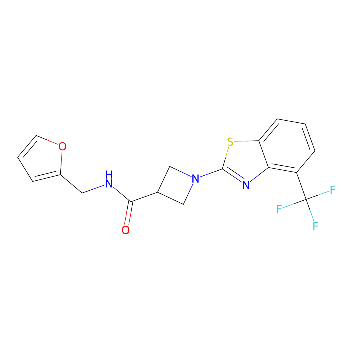 N-(furan-2-ylmethyl)-1-(4-(trifluoromethyl)benzo[d]thiazol-2-yl)azetidine-3-carboxamide molecular structure, CAS 1396773-04-8