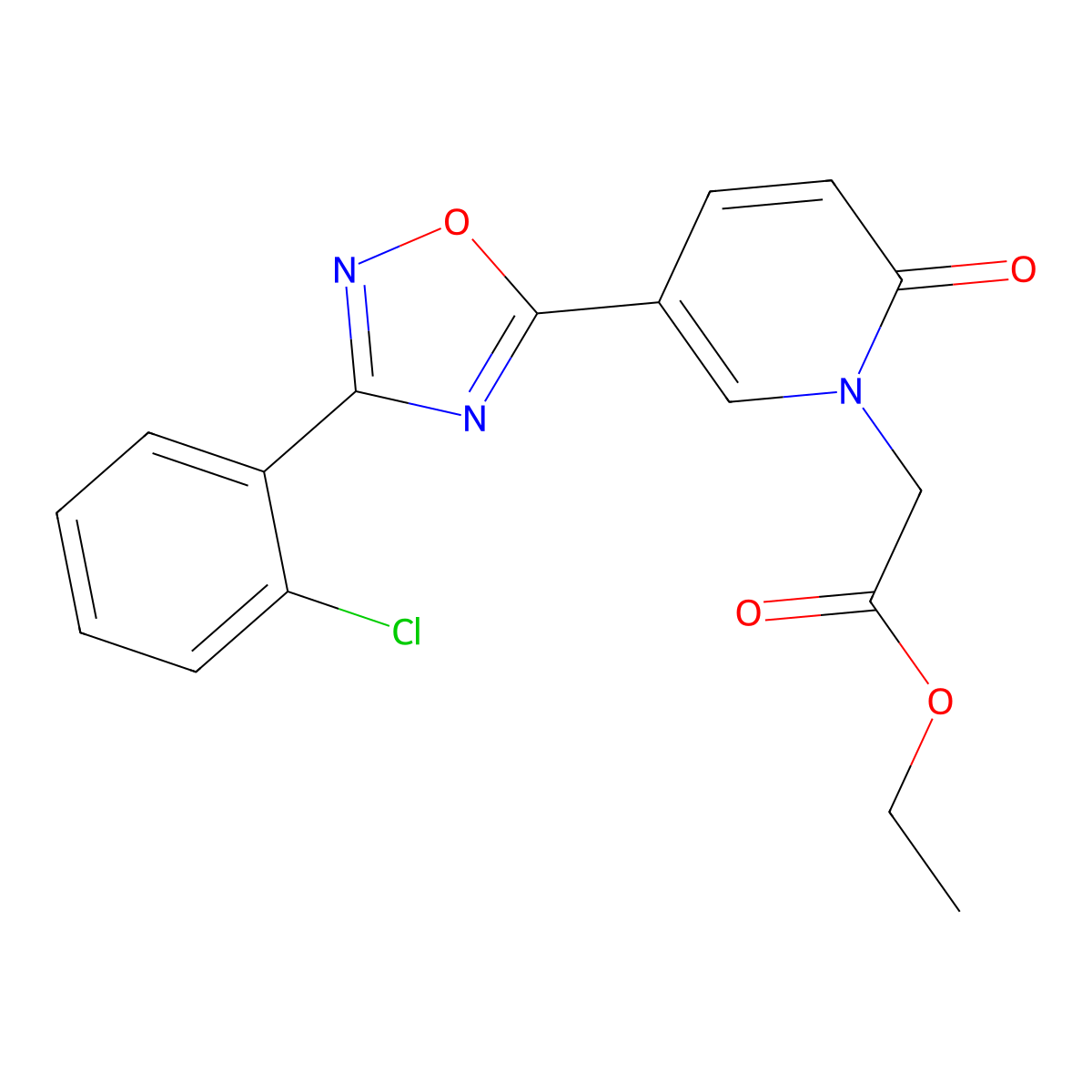 ethyl [5-[3-(2-chlorophenyl)-1,2,4-oxadiazol-5-yl]-2-oxopyridin-1(2H)-yl]acetate molecular structure, CAS 1396773-33-3