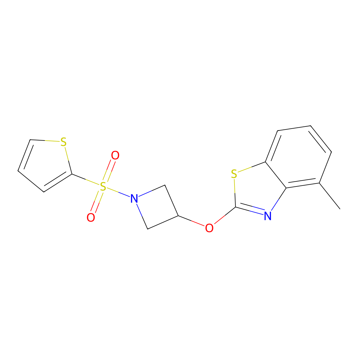 4-Methyl-2-((1-(thiophen-2-ylsulfonyl)azetidin-3-yl)oxy)benzo[d]thiazole molecular structure, CAS 1396773-34-4