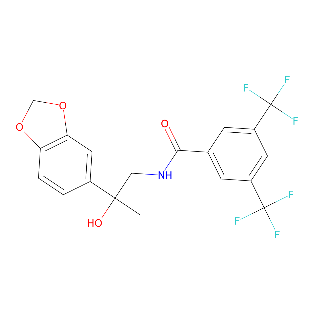 N-(2-(benzo[d][1,3]dioxol-5-yl)-2-hydroxypropyl)-3,5-bis(trifluoromethyl)benzamide molecular structure, CAS 1396773-48-0