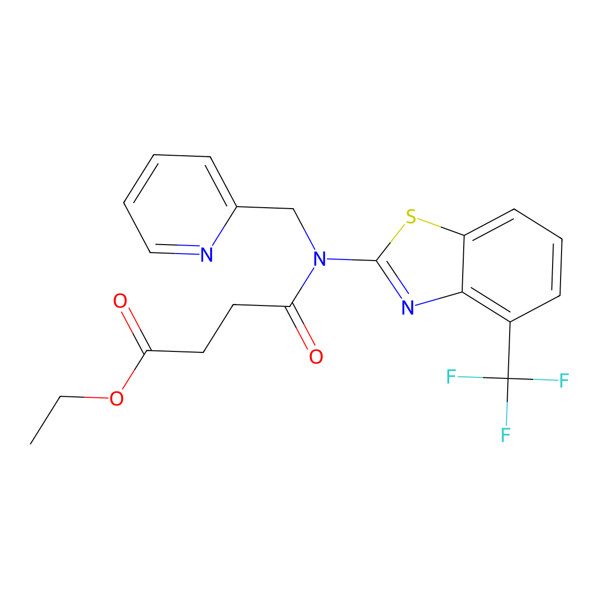 Ethyl 4-oxo-4-((pyridin-2-ylmethyl)(4-(trifluoromethyl)benzo[d]thiazol-2-yl)amino)butanoate molecular structure, CAS 1396773-59-3