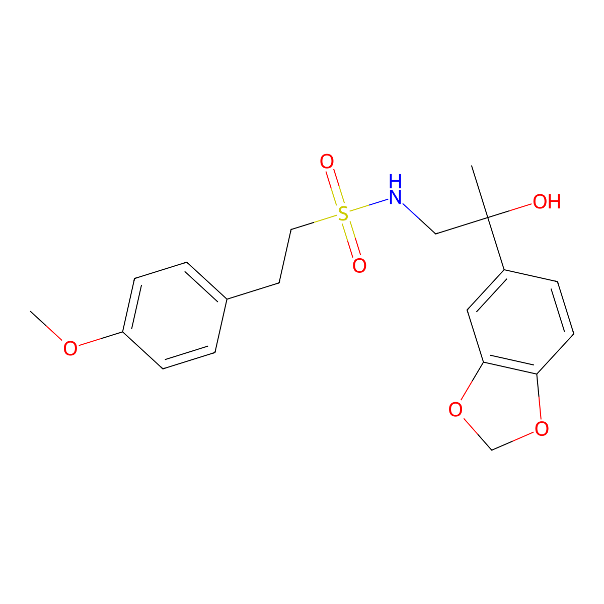 N-(2-(benzo[d][1,3]dioxol-5-yl)-2-hydroxypropyl)-2-(4-methoxyphenyl)ethanesulfonamide molecular structure, CAS 1396773-67-3