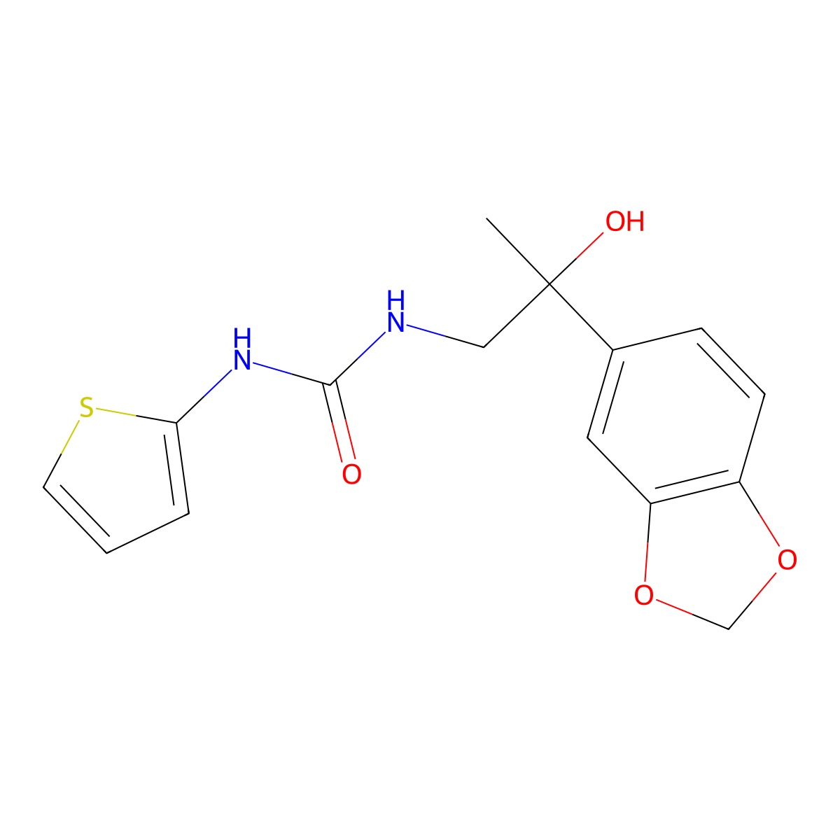 1-(2-(Benzo[d][1,3]dioxol-5-yl)-2-hydroxypropyl)-3-(thiophen-2-yl)urea molecular structure, CAS 1396774-30-3