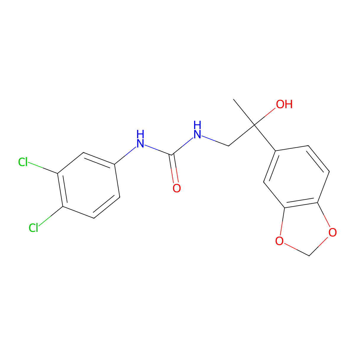 1-(2-(Benzo[d][1,3]dioxol-5-yl)-2-hydroxypropyl)-3-(3,4-dichlorophenyl)urea molecular structure, CAS 1396774-42-7