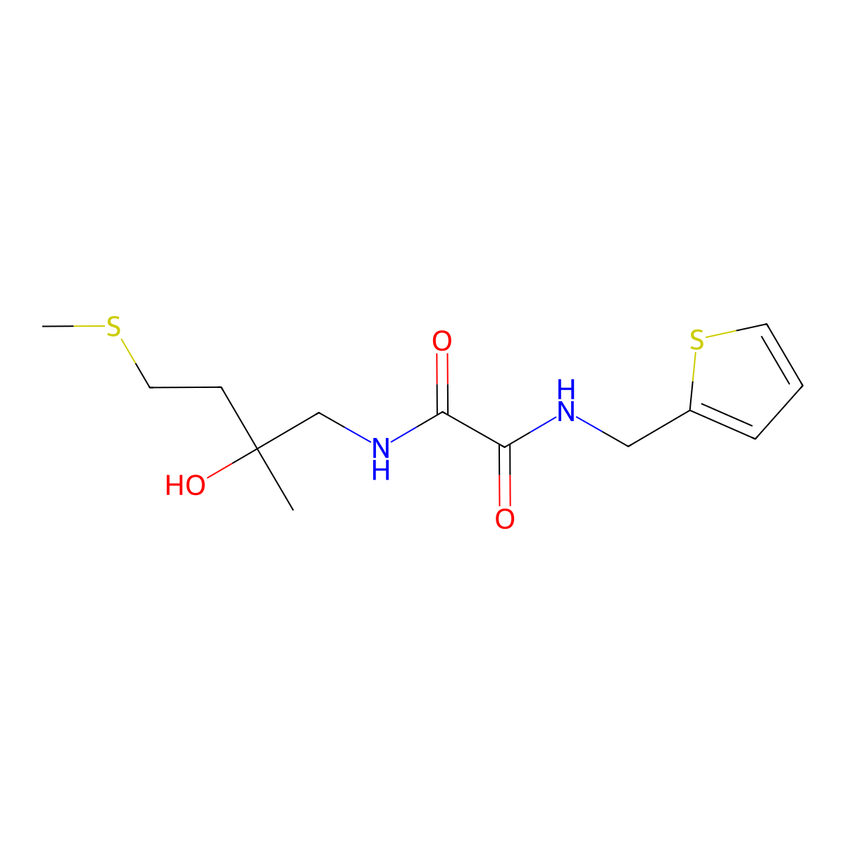 N1-(2-hydroxy-2-methyl-4-(methylthio)butyl)-N2-(thiophen-2-ylmethyl)oxalamide molecular structure, CAS 1396774-48-3